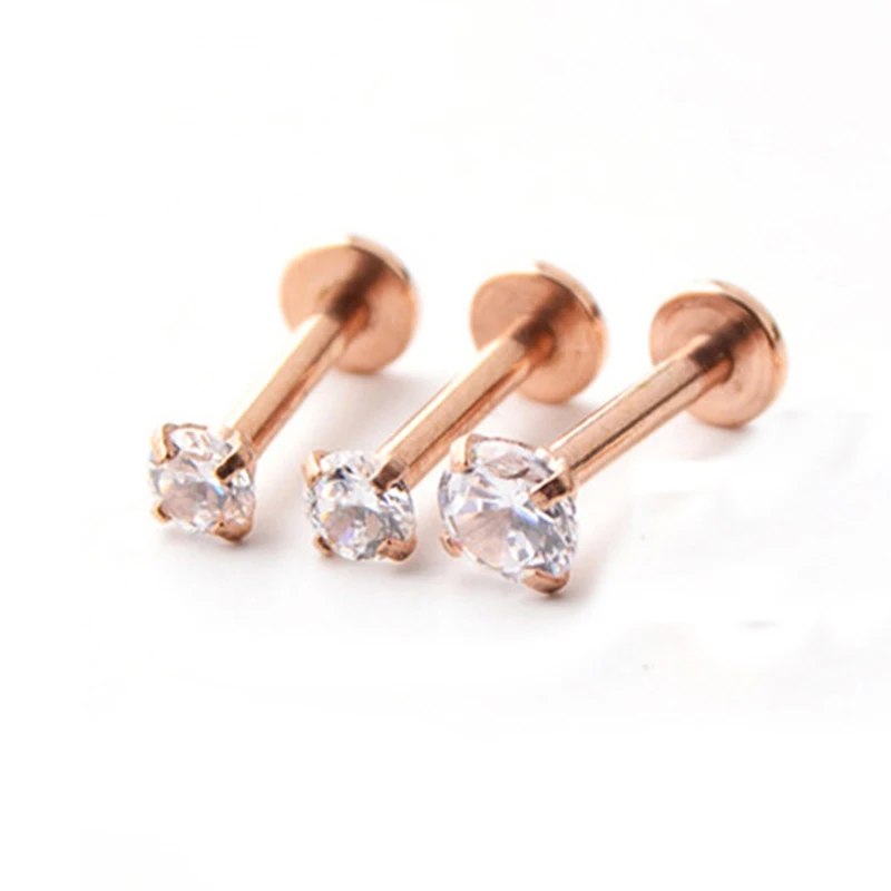 

Lip studs 3pcs, street fashion style AAA grade 3mm round zircon body perforated 316L stainless steel