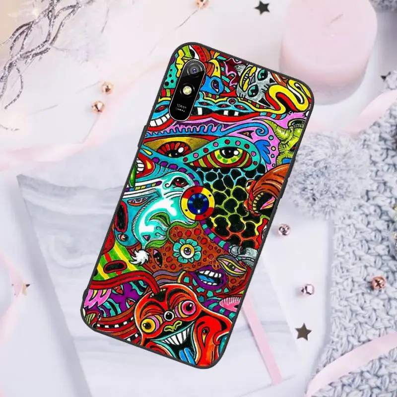 

Colourful Psychedelic Trippy Art Phone Cases For Xiaomi Mi Redmi Note 7 8 9 pro 8T 9T 9S 9A 10 Lite pro