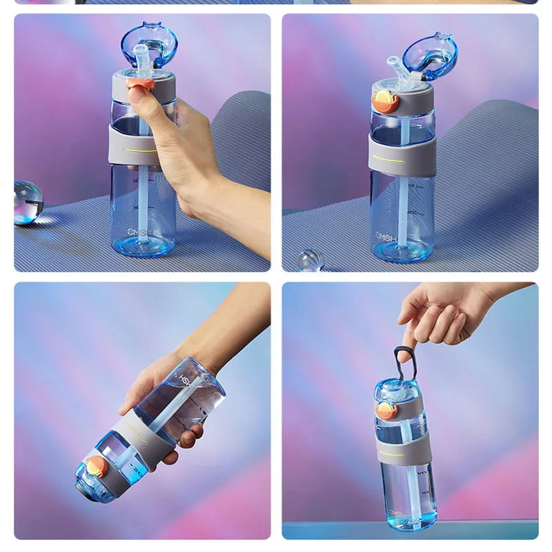 Спортивная бутылка для воды с соломинкой Пластиковый шейкер из тритана без BPA