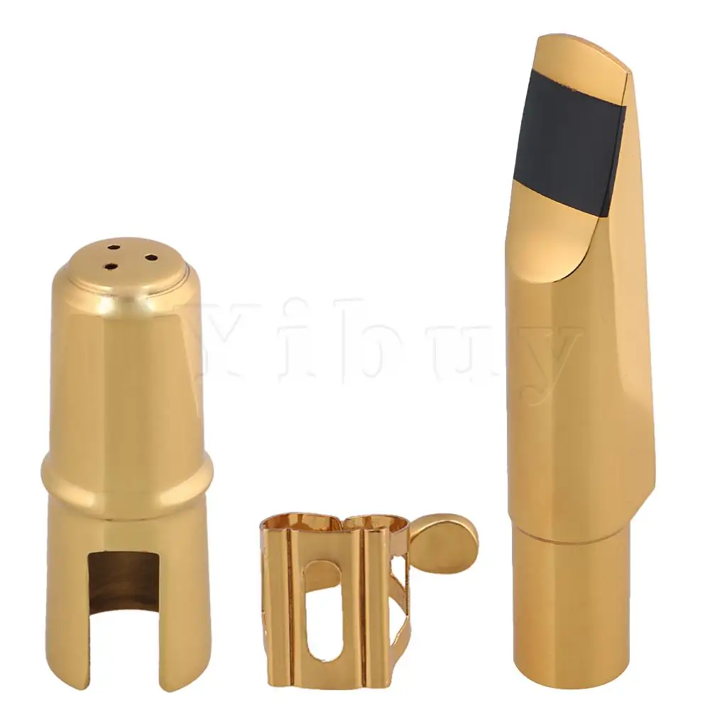 Yibuy 7# Золото B-плоские мундштук для саксофона-тенора с мундштук крышка+ квадратная пряжка