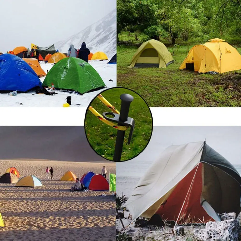 

10 Pcs Heavy Duty Black Steel Metal Tent Nail Camping Stakes Pegs Ground Nail