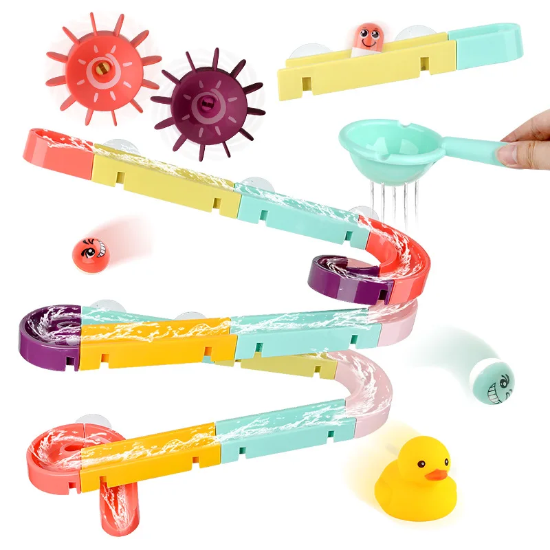 

Cute Bath Toys for Kids Baby Water Game Playing with Water Sprinkling Assembling Track Sliding Beach Swimming Bathroom Game Toys