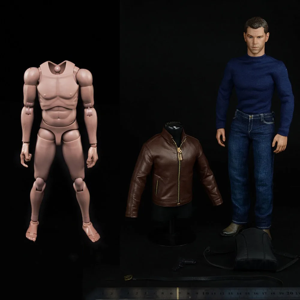 

CEN-M02 1/6 Scale Male Figure Clothes Set The Agent Matt Damon Leather Suit For 12" Male Action Figure Toy Model