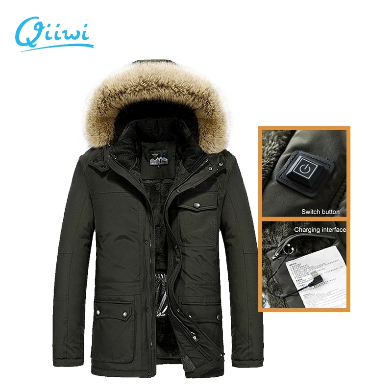 Dr.Qiiwi Men Cotton Clothes Heated Jacket Middle-Aged Casual Heated Coat For Autumn Winter Thermal Clothing