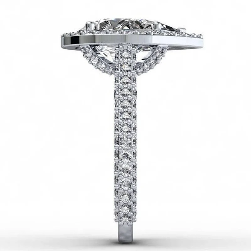 

Luxury Fashion 14K Pear Shaped Natural Diamond Engagement Ring Wedding Ring Love Diamond Ring Size 6-11