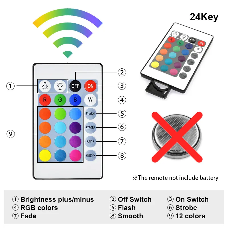 Светодиодный светильник SMD 2835 5050 24 клавиши 44 ИК Bluetooth Wi-Fi RGB пульт дистанционного