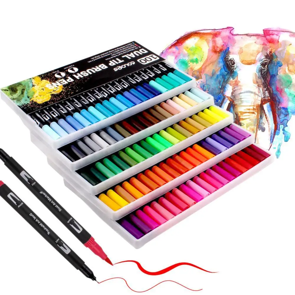

Двусторонние кисти-ручки до 120 цветов, фломастеры-наконечники, цветные ручки для взрослых, для рисования, каллиграфии, кисти-ручки