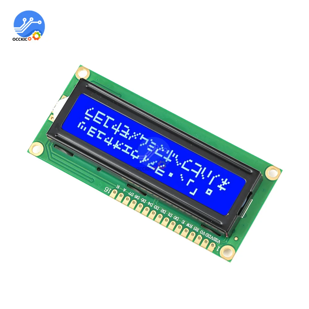 Модуль LCD 1602 синий/желто-зеленый экран 16x2 символов ЖК-дисплей PCF8574T PCF8574 интерфейс