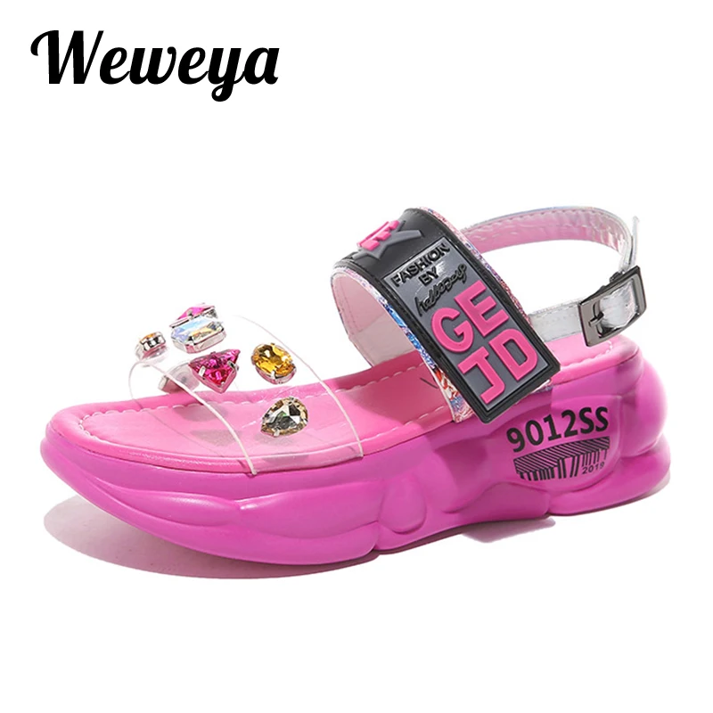 Weweya/модные босоножки на прозрачной платформе женская обувь танкетке женские