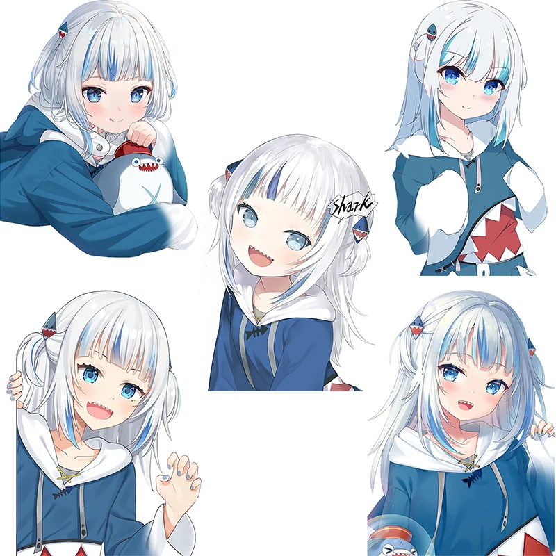 Three Ratels CA78 Мультяшные автомобильные наклейки для Gawr Gura nime виниловые наклейки на стену ноутбук автомобильные аксессуары JDM окно багажник бампер