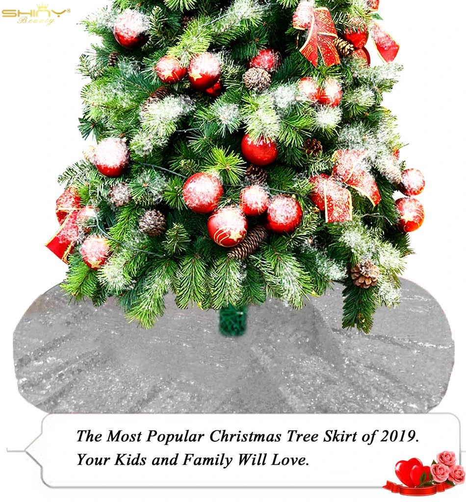 Юбка на елку Рождественская юбка Рождество 24 дюйма серебристая блестящая