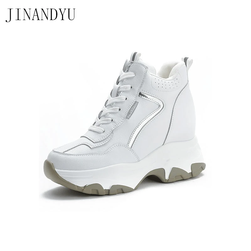 

Genuine Leather Shoes Women Chunky Sneakers Vulcanize Shoes for Women Heels Ladies Fashion Wedge Sneakers New Sneakers Heels 8cm