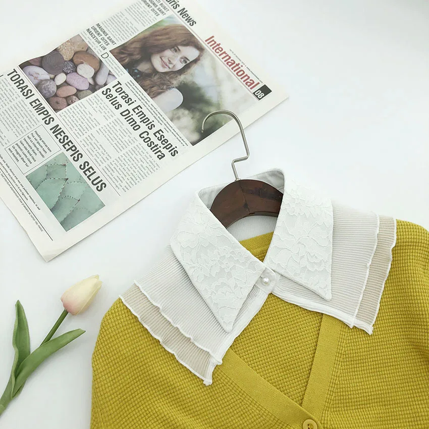 

Classic Women Lapel Collar Shirt Fake Collar Tie Vintage Detachable Collar Female Shirt False Collar Lapel Nep Kraagie