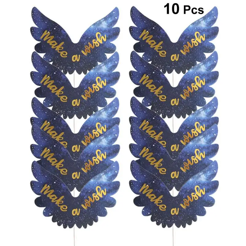 10 шт. Блестящий Топпер для торта угол в форме крыльев вставка палочки