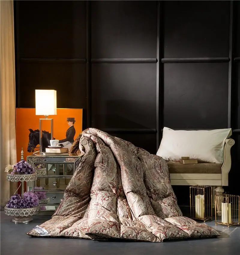 

Luxurious Paisley 100%Cotton Cover Goose Down Comforter Duvet Quilt Twin Queen King size Comforter Duvet cover Insert Blanket