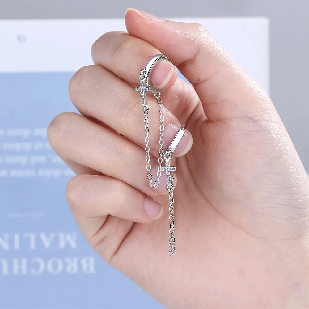 Модные простые серьги-кисточки с крестом изысканные циркониевые висячие