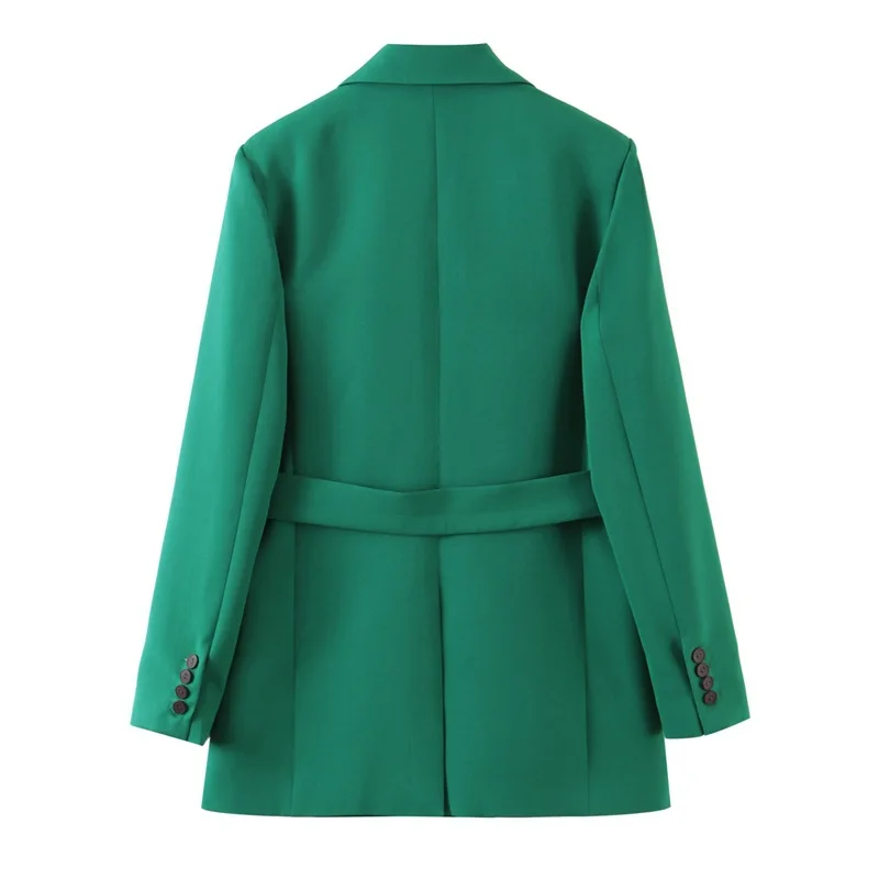 

Women's Suit 2021 Autumn New Women's Green Solid Color Lapel Suit Jacket