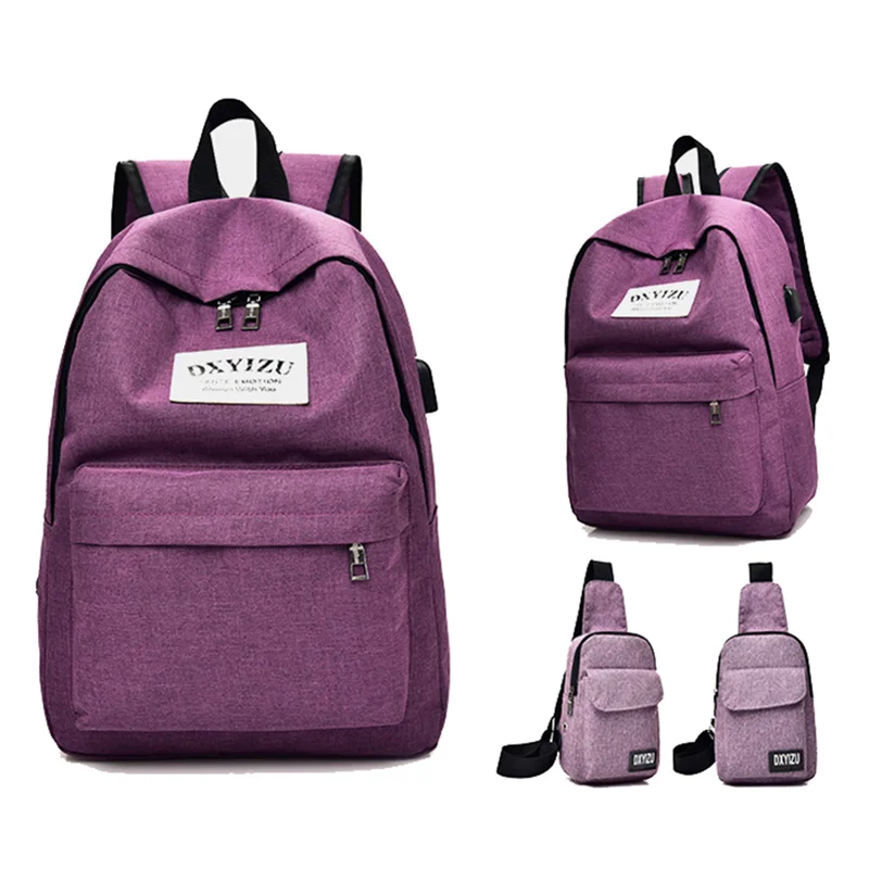 Женский рюкзак школьная сумка Холщовый мужской с usb-зарядкой школьные рюкзаки