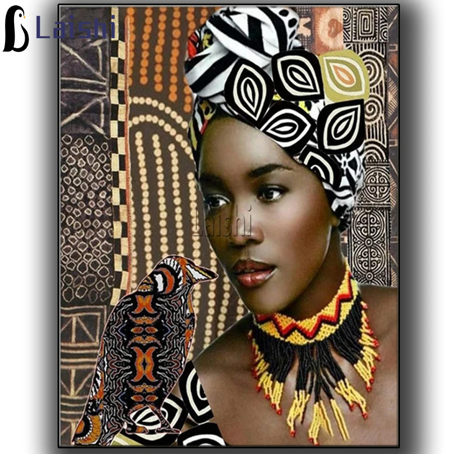 

Diamond Painting Indian Female Diamond Art Embroidery Fashion Cross Stitch mosaic African woman Full Round Square Drill Home Dec