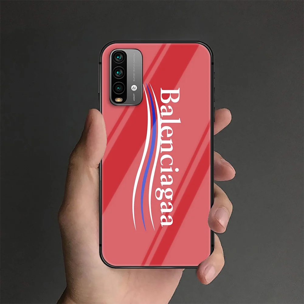 

French Luxury Brand Phone Tempered Glass Case Cover For Xiaomi Redmi Note 7 8 9 A S T K30 Pro Ultra Funda Hoesjes 3D Black Etui