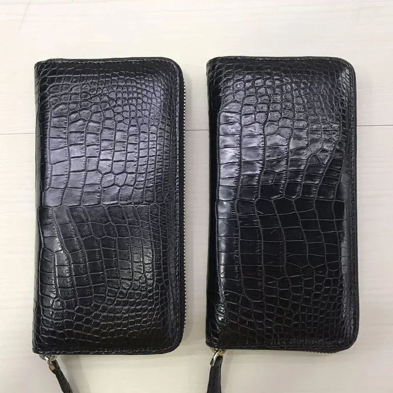 

New Thai crocodile belly men's Long mens Wallet leather genuine leisure zipper handbag business single handle bag luxury purse