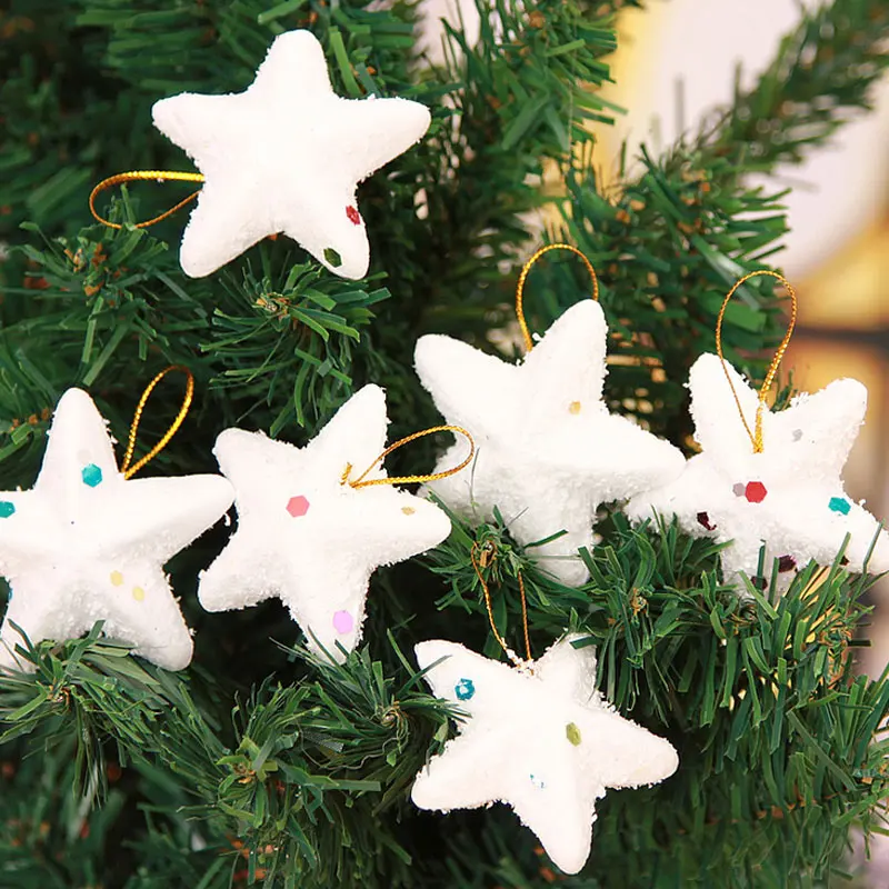 6 шт./лот с рождеством 4 см белая пена звезды подвеска рождественская елка