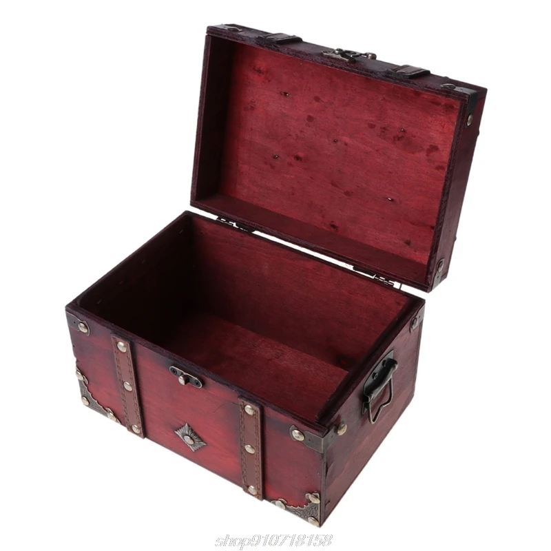 Винтажный деревянный ящик для хранения с сокровищами античный органайзер