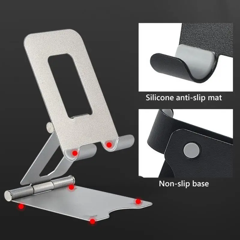 

1PC Phone Holder Universial Portable Double-folding Silicone Bracket Aluminum Cell Phone Tablet Switch Stand Desk Table Holder
