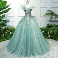 elegant green quinceanera dresses v neck party prom ball gown luxurious evening formal dress for women vestidos de fiesta %d0%bf%d0%bb%d0%b0%d1%82%d1%8c%d0%b5