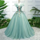Элегантные зеленые платья Quinceanera с V-образным вырезом, Вечернее бальное платье для выпускного вечера, роскошное вечернее официальное платье для женщин, Платья для вечеринок