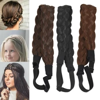1pc fishtail bohemian hair headband easy wear elastic twist braided women girls hairband wig
