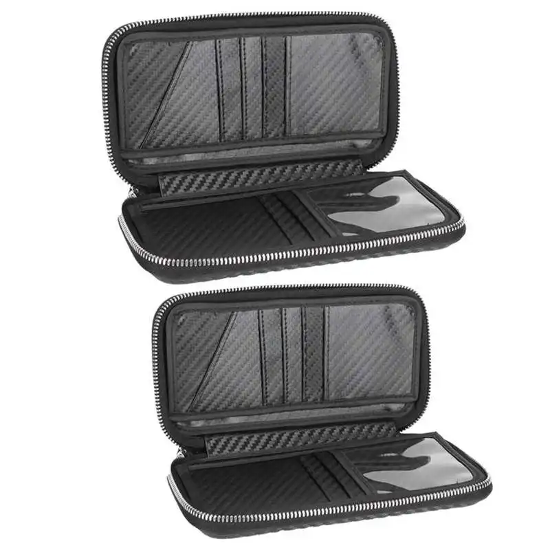 

Portable Wallet With Zipper Carbon Fiber Business Bag Card Holder Pouch 21x11x3