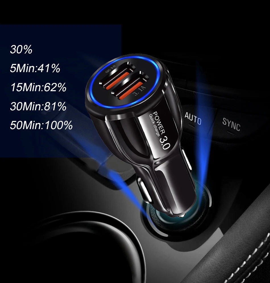 Автомобильное зарядное устройство Suhach Quick Charge 3 0 для iPhone Samsung Xiaomi адаптер быстрой