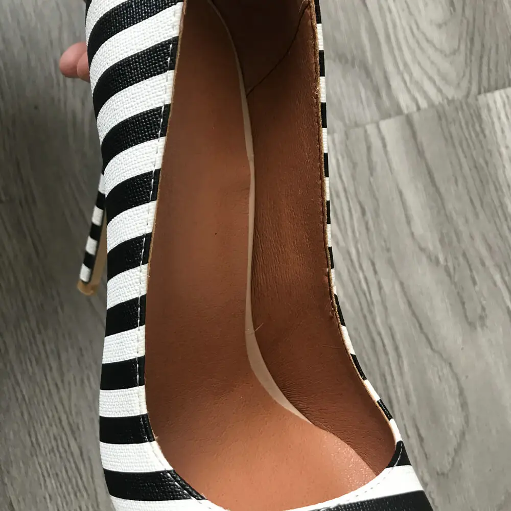 

2020 Women's High Heels 12cm Stilettos Pointed Toe Shoes Party Pumps Black White Zebra Pattern Lady Shoes Plus Size 34-43