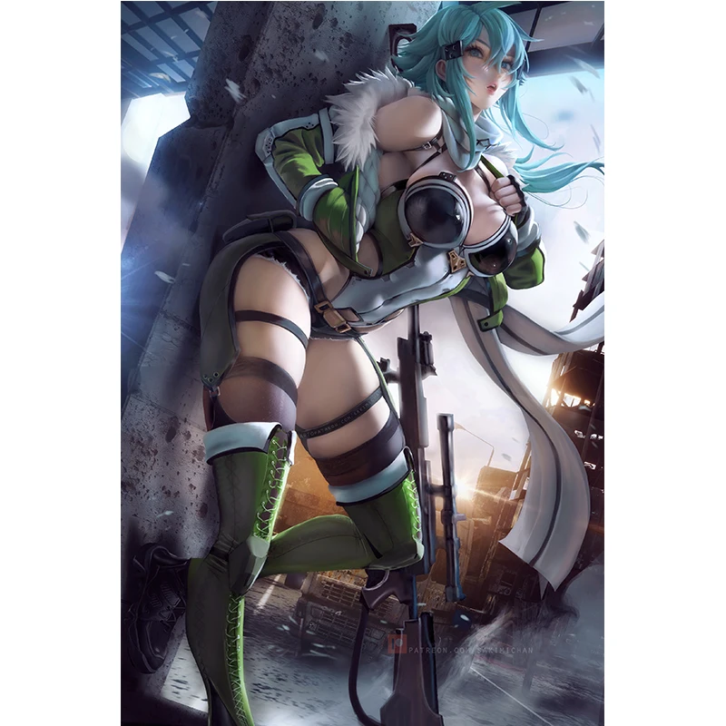 

Sexy Woman Warrior Canvas Art Paintings Custom Japanese Anime Girl Shino Wall Pictures for Bedroom Decoration Posters and Prints