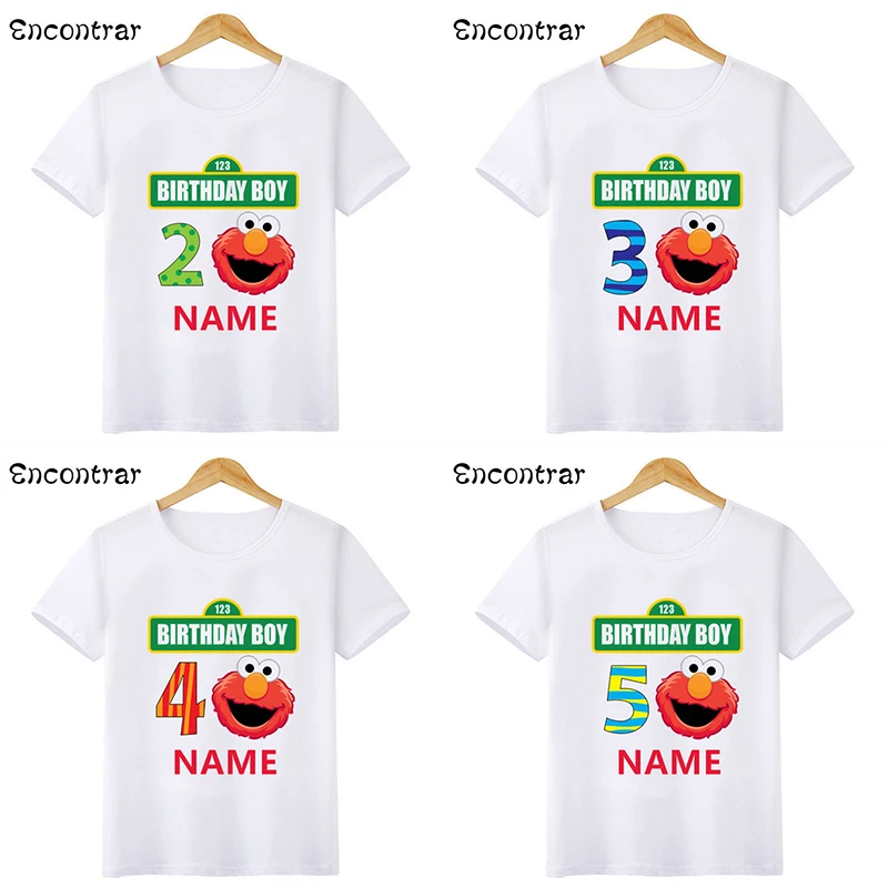 

The Sesame Street Elmo Birthday Boys T shirt 1 2 3 4 5 6 7 8 9 Years Customize Name Kids T-shirts Baby Party Clothes,HKP2494