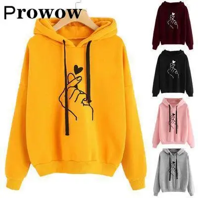 

Prowow на осень-зиму для женщин модный принт свободный свитер с капюшоном уличная летняя футболка на каждый день длинные рукава, пуловер, куртк...