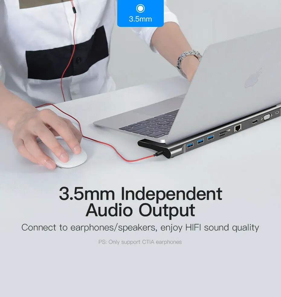 Алюминиевый 10 в 1 концентратор usb type C к USB3.0 TF HDMI VGA RJ45 Мини DP док станция адаптер для
