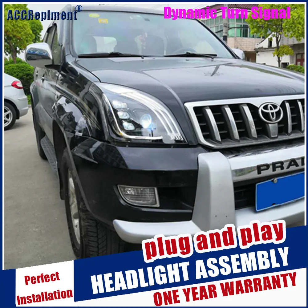 

Car Styling Head Lamp for prado led headlights 2003-2009 prado head lamps led drl HID KIT Bi-Xenon Lens low beam projector