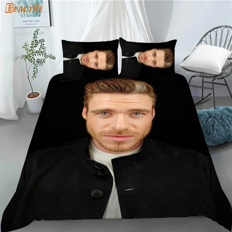 Juego de ropa de cama 3D Richard Madden, edred&oacute;n con funda de almohada para ni&ntilde;os y el hogar, 180x200cm, 180x220cm, 1009-3