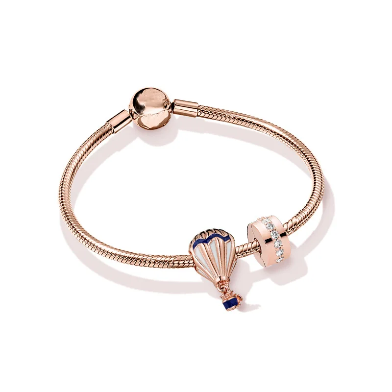 

100% 925 sterling silver summer brilliance rosepan bracelet women's gift