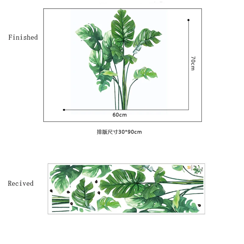

Green Plants Leaves Wall Stickers PVC Waterproof Wall Decal For Home Bedroom Living Room Hawaii Tropical Plants Wall Stickers