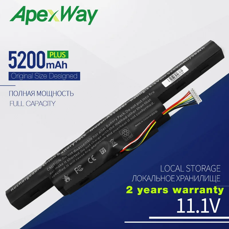 

ApexWay 11.1V New AS16B5J AS16B8J Laptop Battery for Acer Aspire E5-575G-53VG 3ICR19/66-2 Free 2 Years Warranty 6CELLS