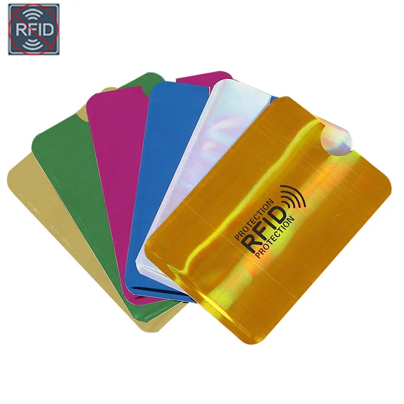 

100pcs Aluminium Anti Rfid Wallet Blocking Reader Lock Bank Card Holder Id Bank Card Case Metal Credit NFC Holder 6.3*9.1cm
