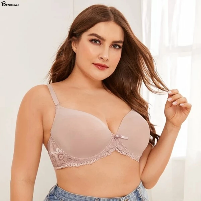 Beauwear 95E 100E 105E 110E 115E 120E размера плюс бюстгальтер для женщин с большой грудью без