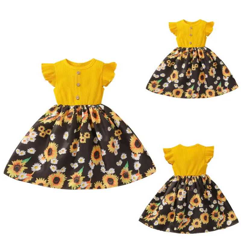 

Kids Girls Floral Print Pleated Dress Short Sleeve Summer Casual Party Dresses