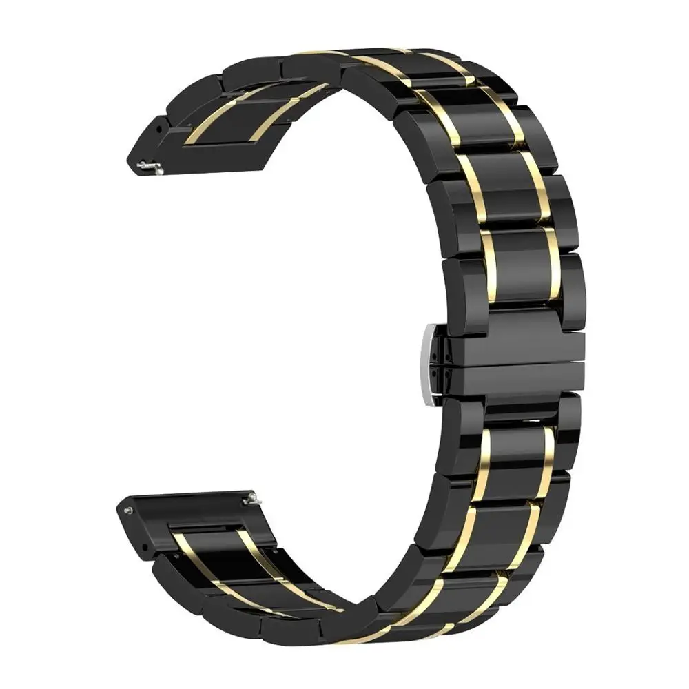 Роскошный керамический ремешок для samsung galaxy active 46/42 часы для Amazfit Pace/Stratos 2/Bip Смарт часы керамический ремешок - Цвет ремешка: black gold