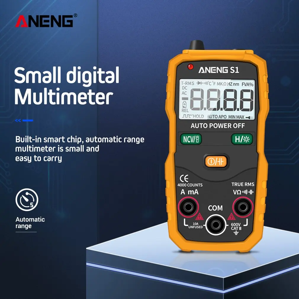 ANENG S1 LCD Digital Multimeter Mini DC/AC Voltage Current Meter Handheld Diode NCV Tester Flashlight Multitester | Инструменты
