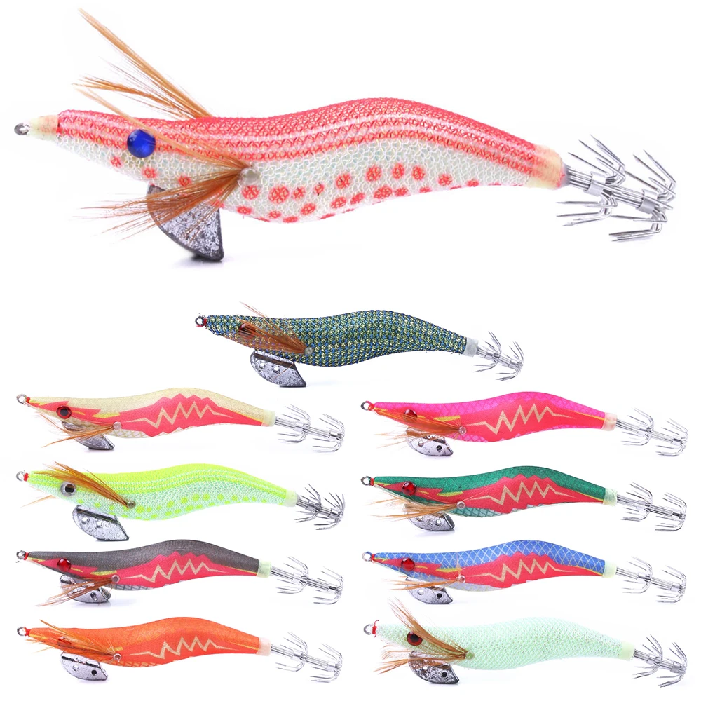 Набор приманок для рыбной ловли 10 шт. крючки кальмара светящиеся ночью