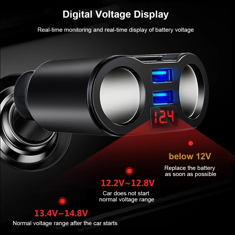 DC 5V 2 полосная розетка для автомобильного прикуривателя сплиттер адаптер 3.1A Dual USB